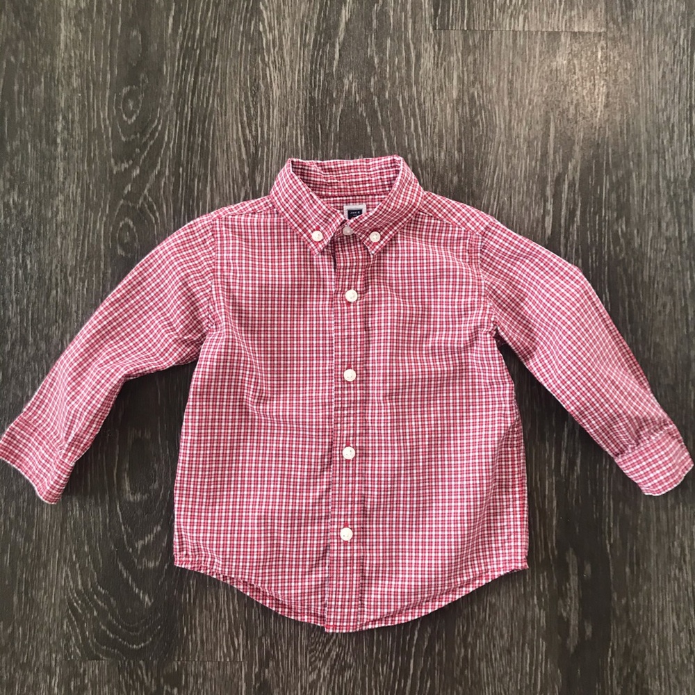 Janie and Jack Red Plaid Button Down Shirt 12-18 M - Picture 1 of 10